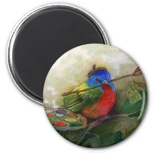 Pájaro de golpe ligero pintado pintor imán para frigorifico de Zazzle. Pájaro de golpe ligero pintado pintor imán para frigorifico de Zazzle.
