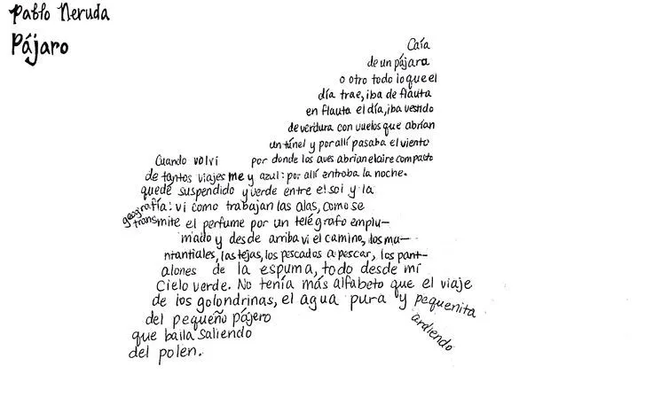 Pajaro" es este Caligrama hecho por Unigue y su autor es Pablo ...