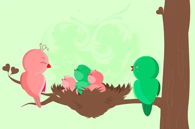 Pájaros de bebé tarjeta de nacimiento | Descargar Vectores gratis