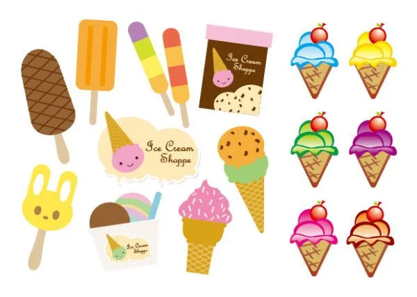 Palabra clave Linda caricatura helado conos Popsicle Vector Free ...