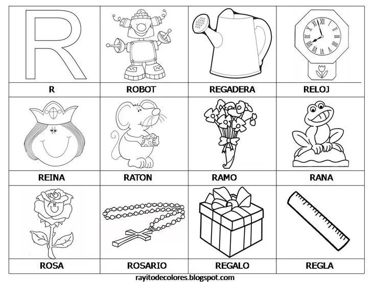 Palabras del Alfabeto, R-Z. Dibujos para colorear ~ Rayito de ...