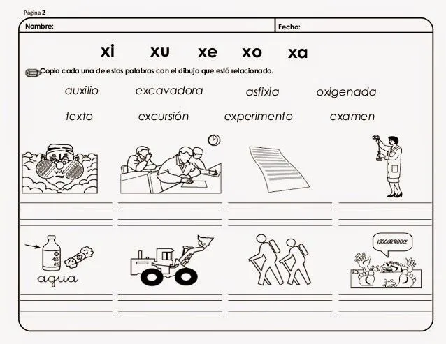 palabras con ax ex ix ox ux en español con imágenes para imprimir ...