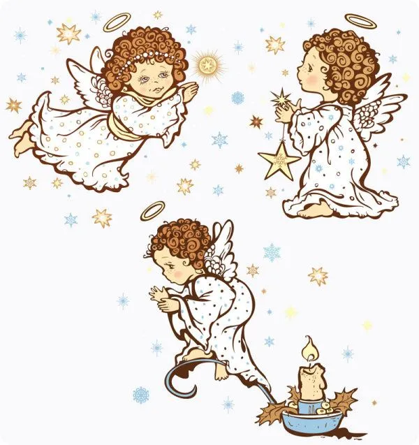 Palabras clave: imagen de caricatura de un ángel, halo, estrellas ...