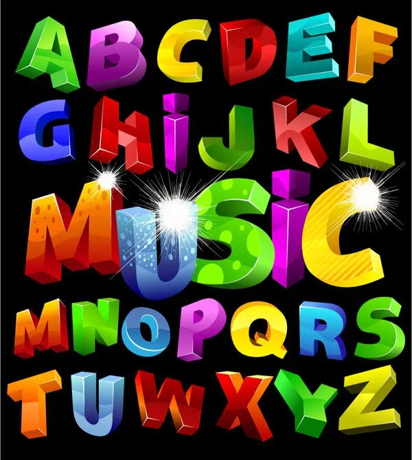Palabras clave personajes tridimensionales 26 alfabeto letras ...