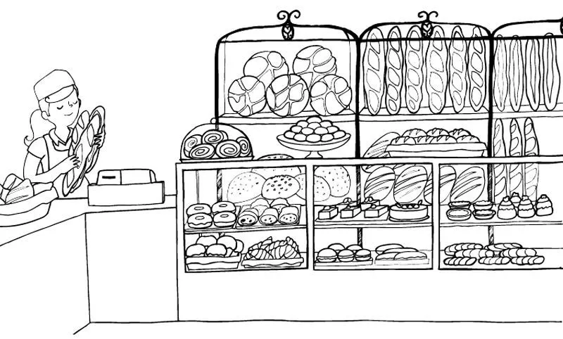 Panadería: dibujo para colorear e imprimir