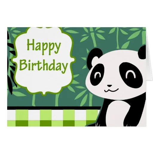 Panda del bambú del verde del feliz cumpleaños tarjetón | Zazzle