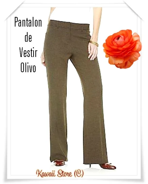 Pantalones-para-Damas-de-vestir-Clasicos-oliva | Kawaii Store ...