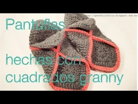 Pantuflas hechas con granny - YouTube