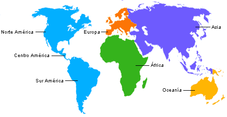 Mapasmundi con sus 5 continentes - Imagui