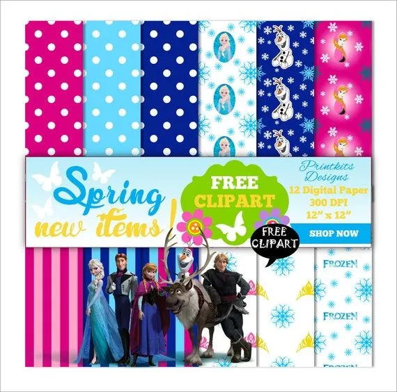Papel Digital Frozen fondos para aplicar en por PrintkitsDesigns Papel Digital Frozen fondos para aplicar en por PrintkitsDesigns