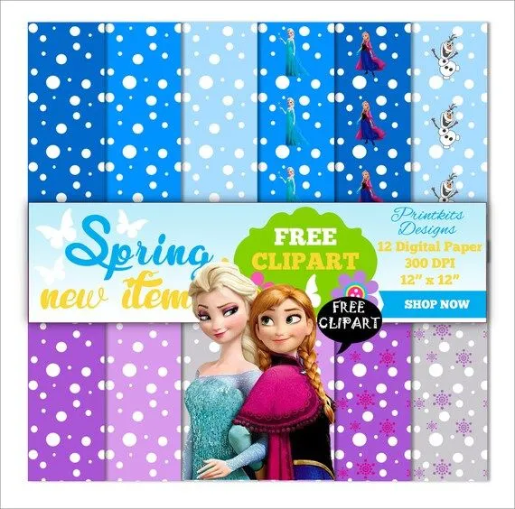 Papel Digital Frozen fondos para aplicar en por PrintkitsDesigns Papel Digital Frozen fondos para aplicar en por PrintkitsDesigns