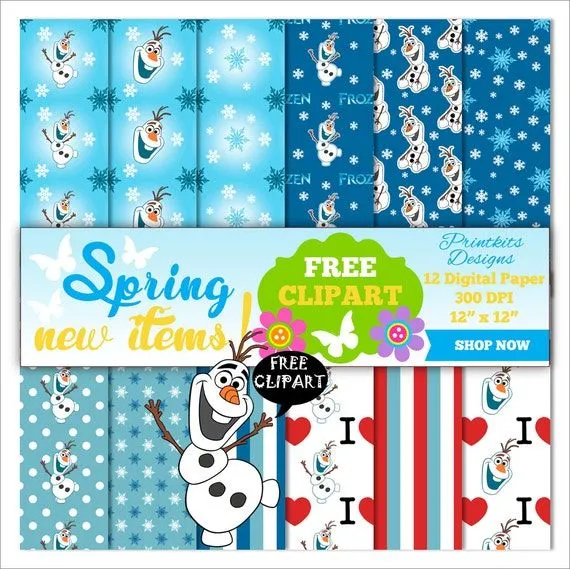 Papel Digital Olaf Frozen fondos para aplicar por PrintkitsDesigns Papel Digital Olaf Frozen fondos para aplicar por PrintkitsDesigns