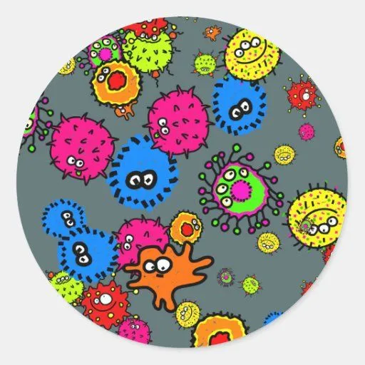 Papel pintado de las bacterias pegatina redonda | Zazzle