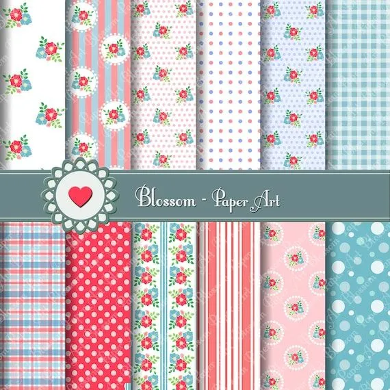 Papel para imprimir Bebes Rosa Celeste Flores por blossompaperart Papel para imprimir Bebes Rosa Celeste Flores por blossompaperart