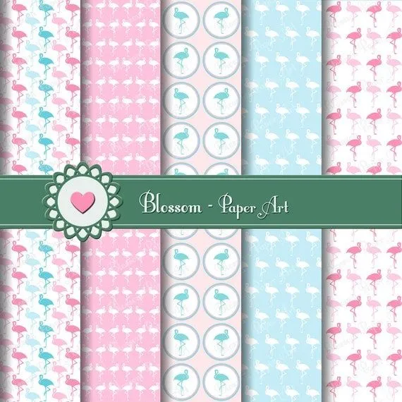Papeles Decorativos para Bebes Rosa y Celeste por blossompaperart