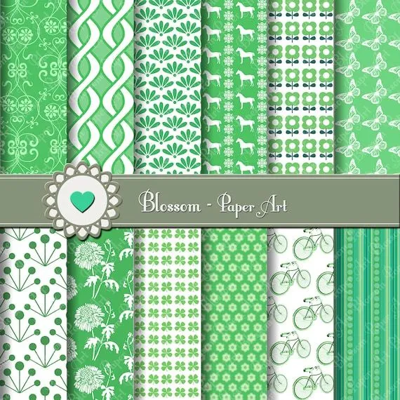 Papeles Decorativos en Verde Papeles para por blossompaperart