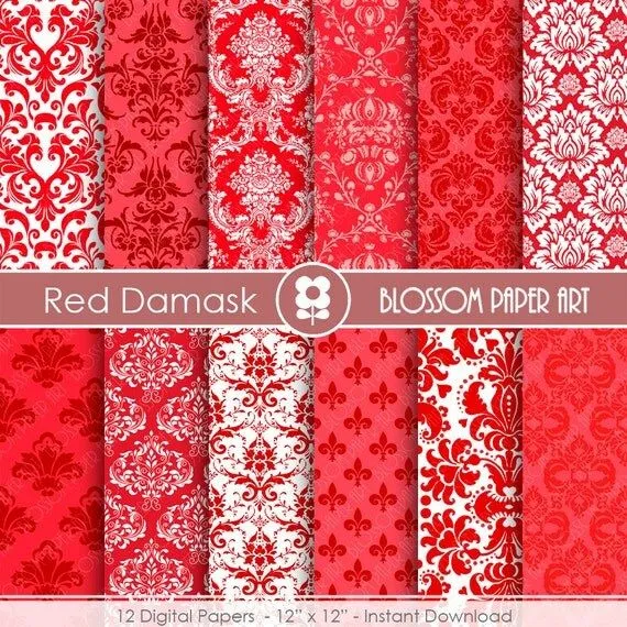 Papeles Rojo Papeles Digitales Decorativos para por blossompaperart