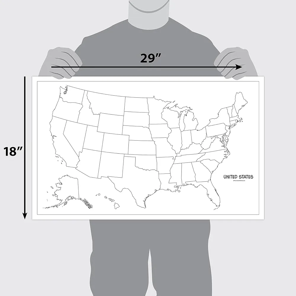 Paquete de 2 carteles en blanco de mapa de Estados Unidos + mapa  simplificado de Estados Unidos para niños [en blanco] (LAMINADO, 45,7 x  73,7 cm) : Amazon.com.mx: Oficina y papelería