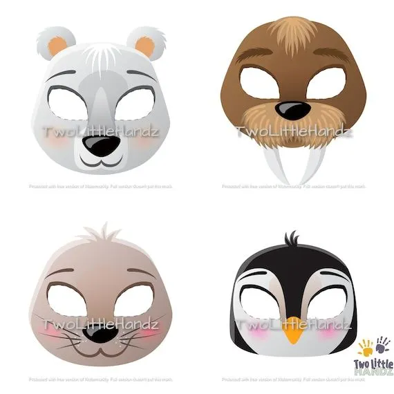 Paquete de máscaras de animales árticos / Máscaras de animales - Etsy España