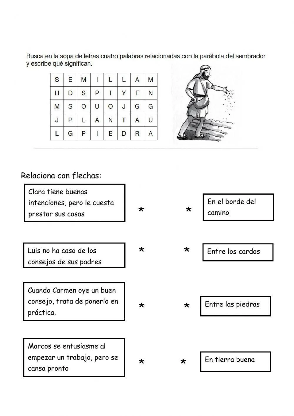 PARÁBOLA DEL SEMBRADOR interactive worksheet | Live Worksheets