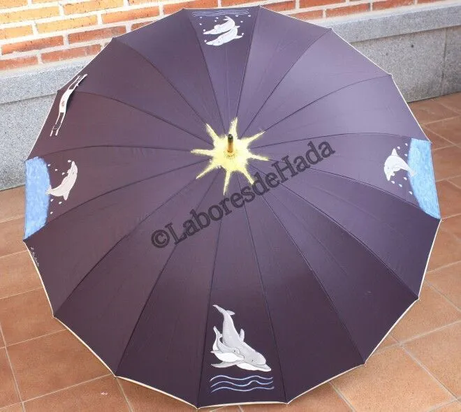 Paraguas decorado con delfines | LaboresdeHada #Paraguas pintados ...