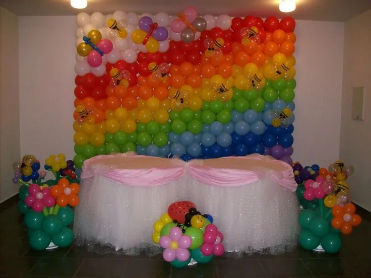 Pared de globos de fiesta temática de Arco iris. | CELEBRACIONES ...