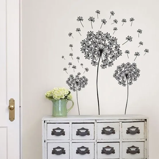 Decoración de paredes con flores pintadas - Imagui