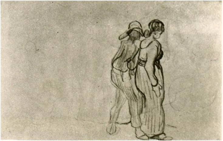 Pareja caminando de Vincent van Gogh | 860 | Dibujos | Lápiz, tinta