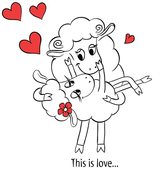 Pareja de enamorados. Caricatura lindo dos enamorados ovejas con ...