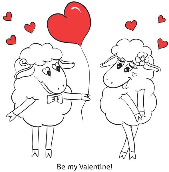 Pareja de enamorados. Caricatura lindo dos enamorados ovejas con ...