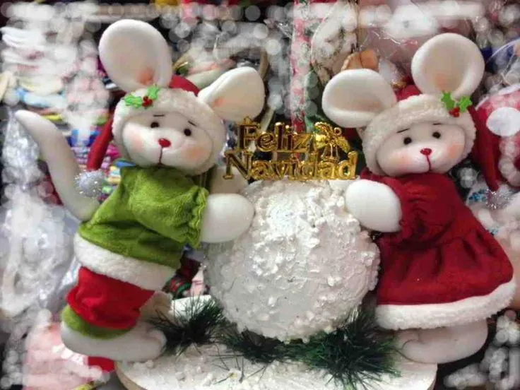 Pareja de ratones navideños enamorados | Moldes Gratis | Pinterest