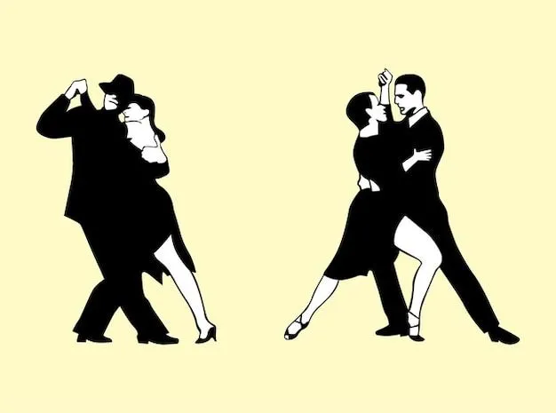 parejas en blanco y negro bailando | Descargar Vectores gratis