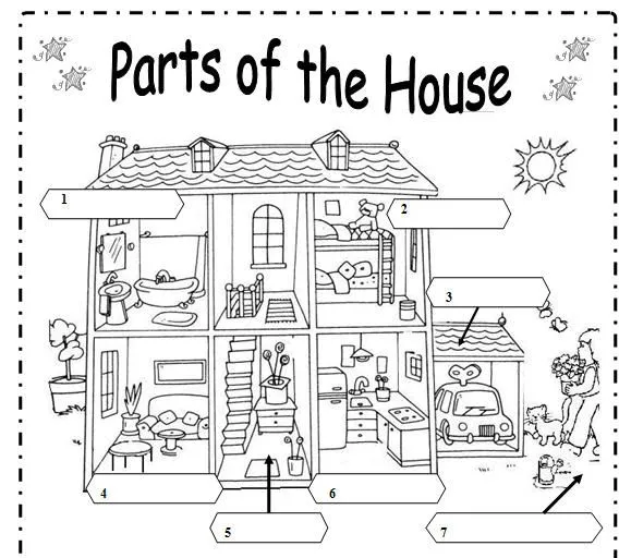 Partes de la casa en inglés para colorear - Imagui