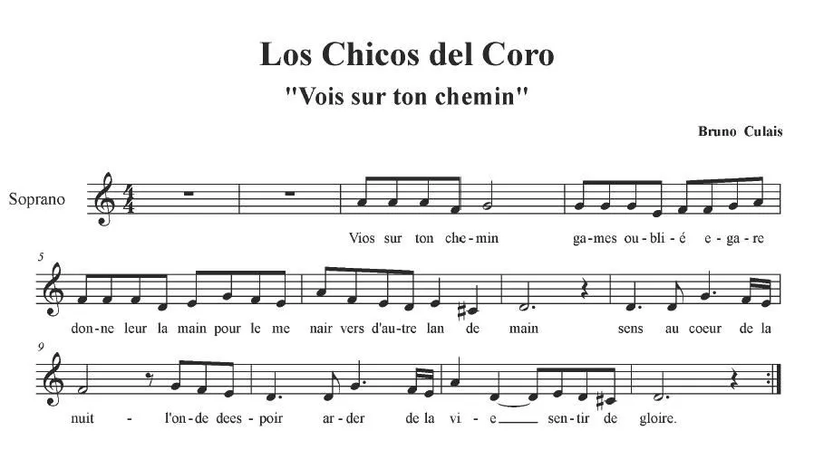 Partitura: Los chicos del coro [Vois sur ton chemin] (Flauta ...