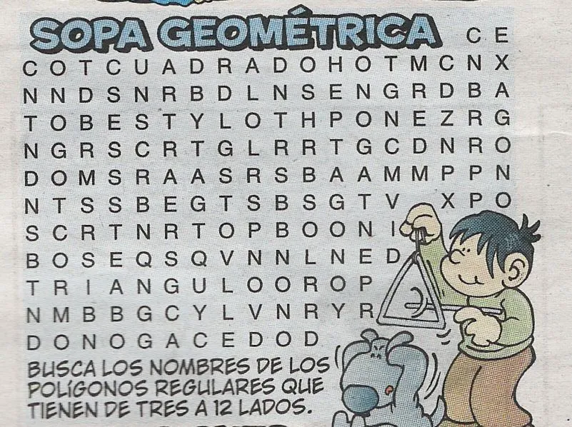 Pasatiempos Matemáticos de la Prensa: PMP. SOPA GEOMÉTRICA de letras