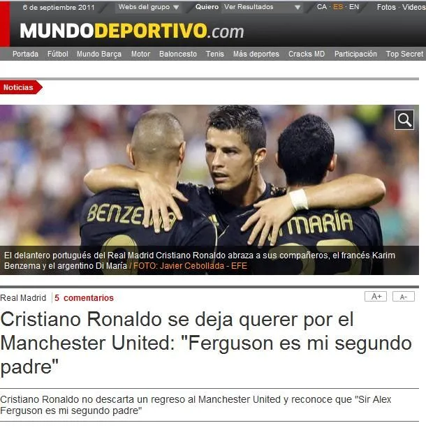El Pase Atras: Mundo Deportivo "Cristiano Ronaldo se deja querer ...