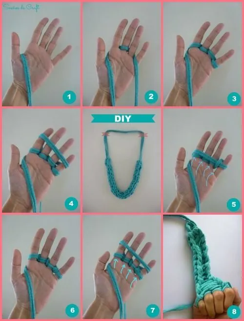tutorial collar trapillo tejido dedos paso a paso DIY XL crochet ...