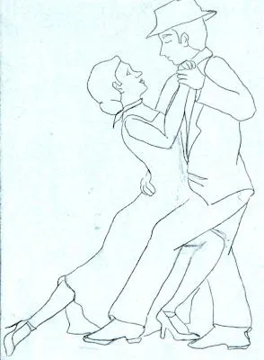 paso a paso....dibujo y pintura: pareja bailando tango -base