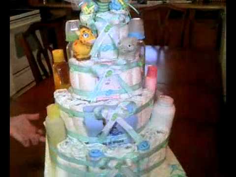 pastel de pañales para baby shower de niño - YouTube