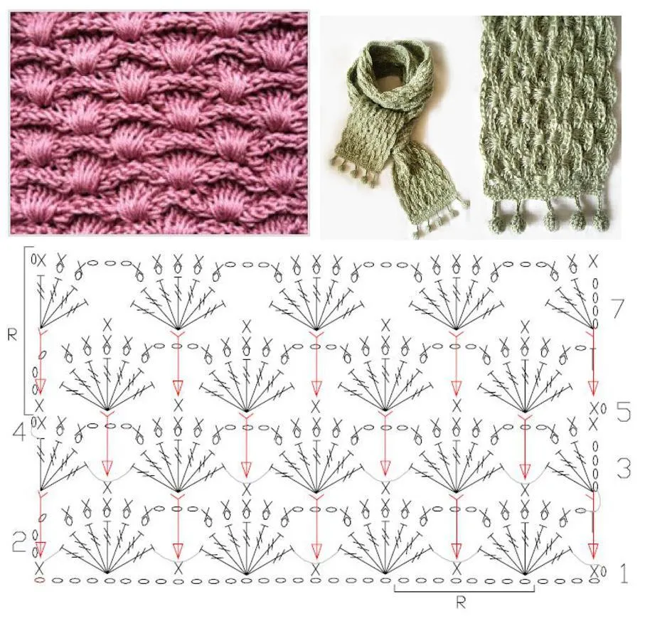 Patrones Crochet: Patron Crochet Bufanda punto espiga