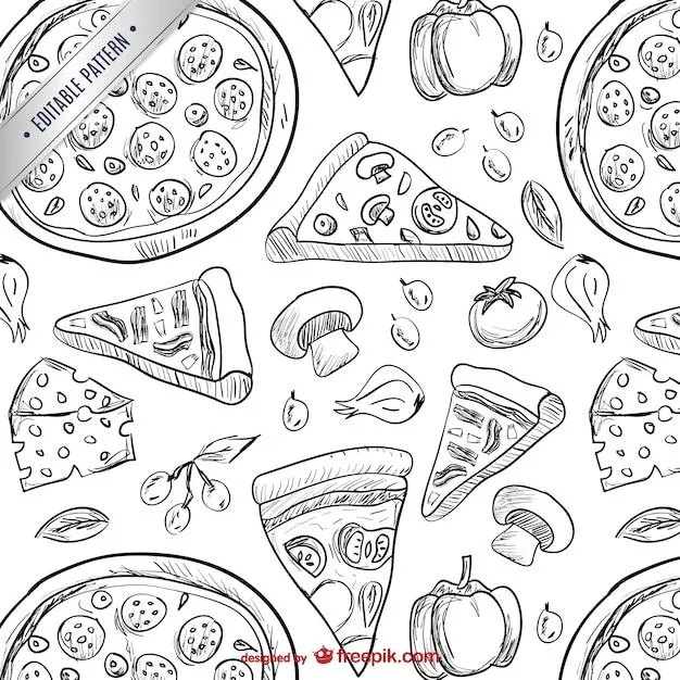 Patrón de dibujos de pizza | Descargar Vectores gratis