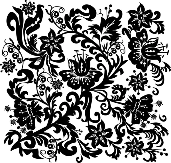 patrón de flor negra tradicional — Vector stock © Dr.PAS #6649901