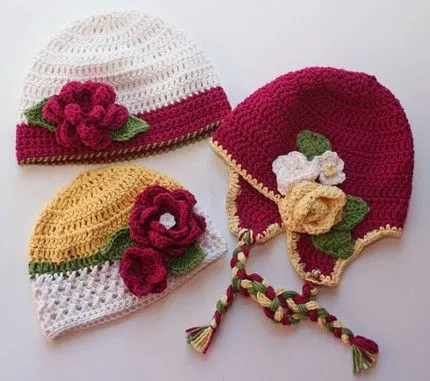  ... de Tejer > Imagenes de tres tipos de gorros crochet