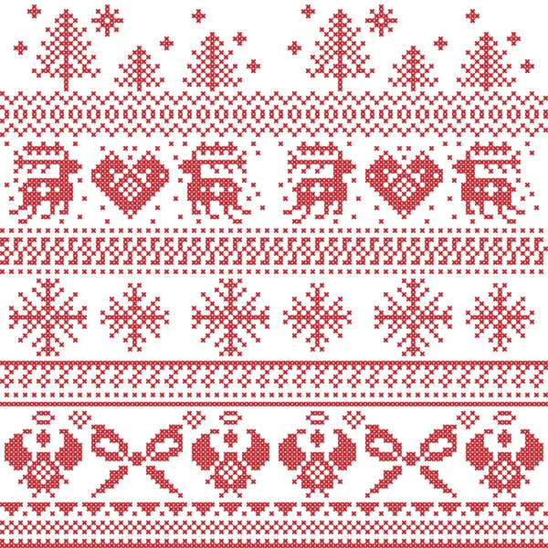 Patrón de Navidad nórdica escandinava con renos, conejos, árboles ...