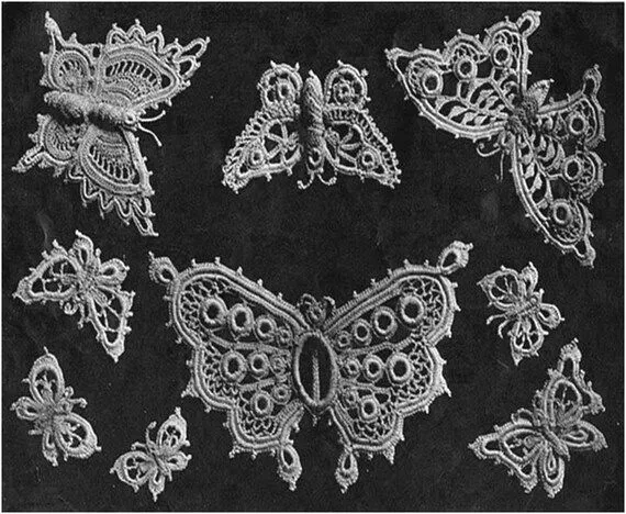 Patron pdf 1913 de tejido en crochet mariposas por Liloumariposa