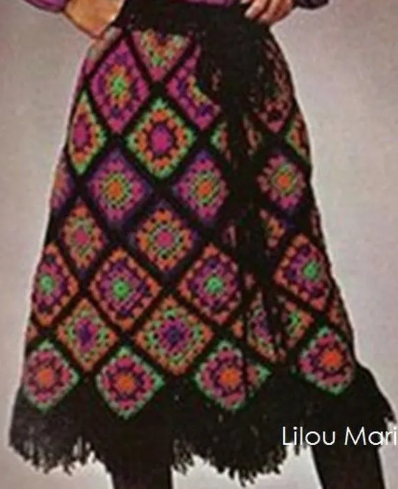 Patron pdf 70s de tejido en crochet falda de por Liloumariposa