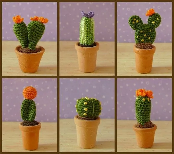 PATRÓN de PDF al Crochet 6 plantas de Cactus por MuffaMiniatures