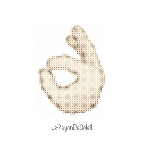 Patrón de punto de cruz dedos gesto ok emoji. por LeRayonDeSoleil