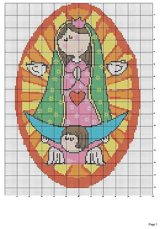 Virgen de Guadalupe caricatura para hacer en punto cruz - Imagui