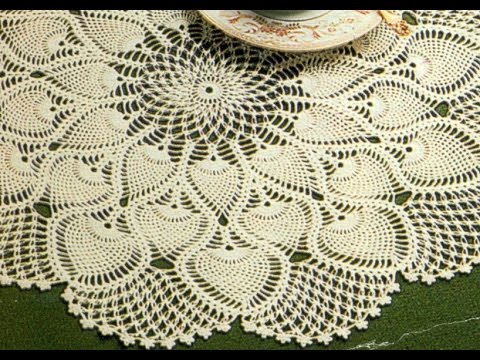 Patrón para tejer tapete/carpeta motivos piñas a crochet - YouTube